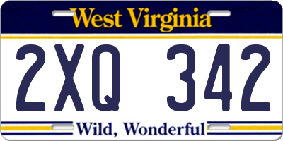 WV license plate 2XQ342