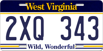 WV license plate 2XQ343