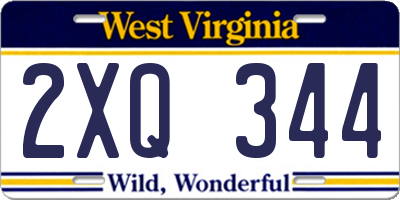 WV license plate 2XQ344