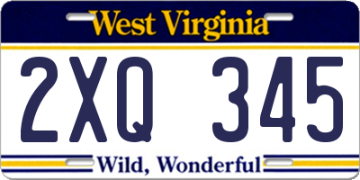 WV license plate 2XQ345