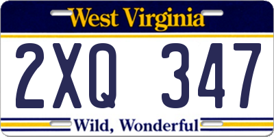 WV license plate 2XQ347