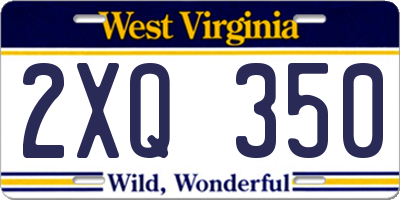 WV license plate 2XQ350