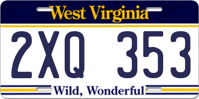 WV license plate 2XQ353