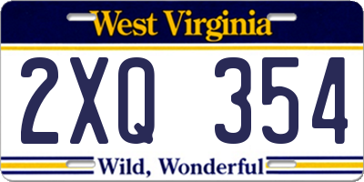 WV license plate 2XQ354