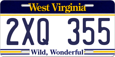 WV license plate 2XQ355