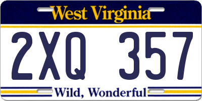 WV license plate 2XQ357