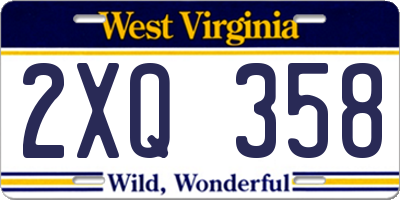 WV license plate 2XQ358
