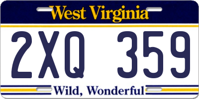 WV license plate 2XQ359