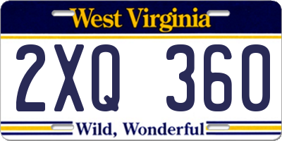 WV license plate 2XQ360