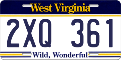 WV license plate 2XQ361