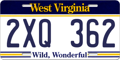 WV license plate 2XQ362
