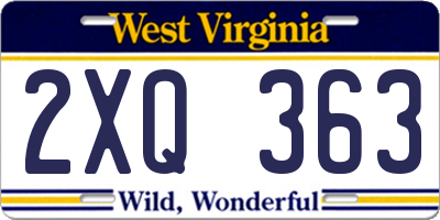 WV license plate 2XQ363