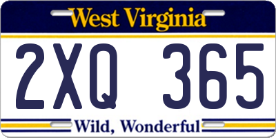 WV license plate 2XQ365