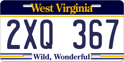 WV license plate 2XQ367