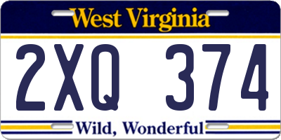 WV license plate 2XQ374