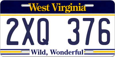 WV license plate 2XQ376