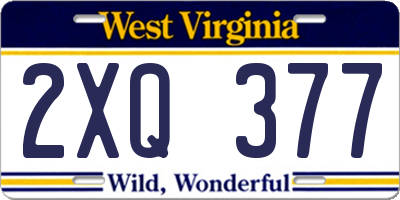 WV license plate 2XQ377