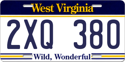 WV license plate 2XQ380