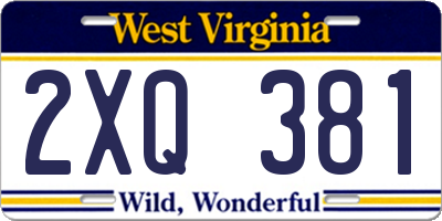 WV license plate 2XQ381