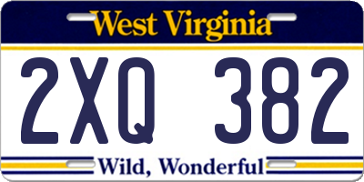 WV license plate 2XQ382