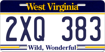 WV license plate 2XQ383