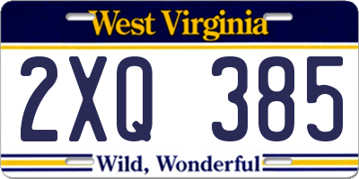 WV license plate 2XQ385