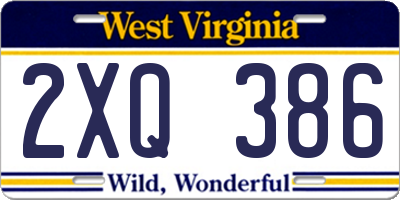 WV license plate 2XQ386