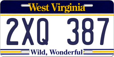 WV license plate 2XQ387