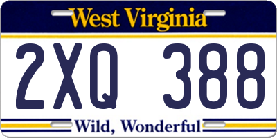 WV license plate 2XQ388