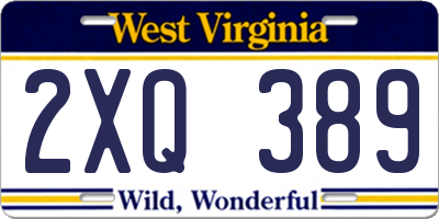 WV license plate 2XQ389