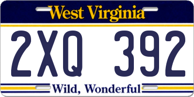WV license plate 2XQ392
