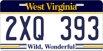 WV license plate 2XQ393