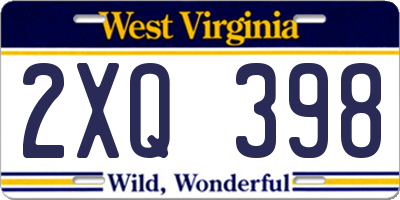 WV license plate 2XQ398