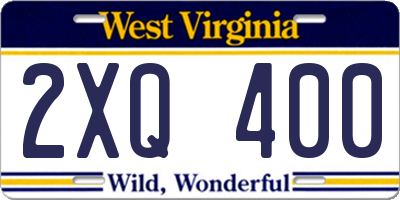 WV license plate 2XQ400