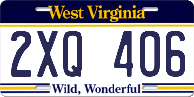 WV license plate 2XQ406