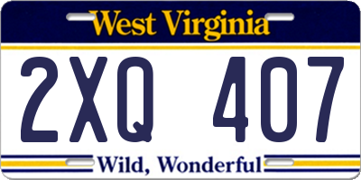 WV license plate 2XQ407