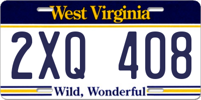 WV license plate 2XQ408