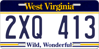 WV license plate 2XQ413