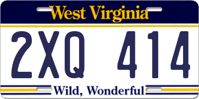 WV license plate 2XQ414