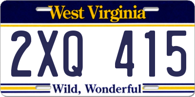 WV license plate 2XQ415