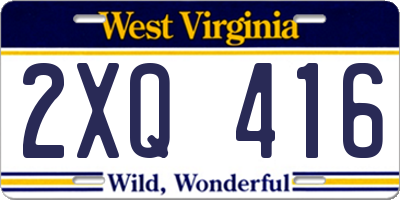 WV license plate 2XQ416
