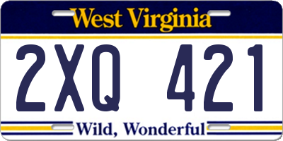 WV license plate 2XQ421
