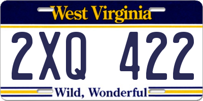 WV license plate 2XQ422