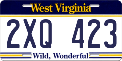 WV license plate 2XQ423