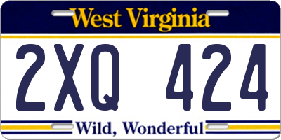 WV license plate 2XQ424