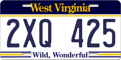 WV license plate 2XQ425