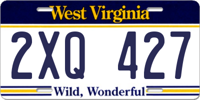 WV license plate 2XQ427