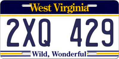 WV license plate 2XQ429