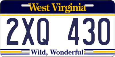 WV license plate 2XQ430