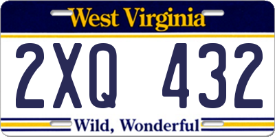 WV license plate 2XQ432